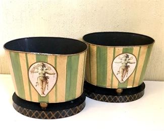 $40 - Pair of cache pots with angel design.  Each 5.25" H, 6.5" W