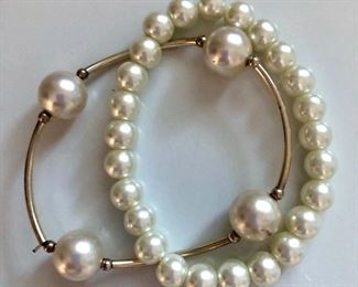 $15 Pair faux pearl bracelets. 2.5"L adjustable