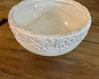 $35 White bowl with floral border.  4.5" H, 10" diam. 