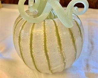 $50 - Art glass pumpkin -  6" H, 5.5" diam.  