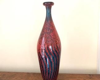 $75  - Art glass vase 11.5" H, 3.5" diam.
