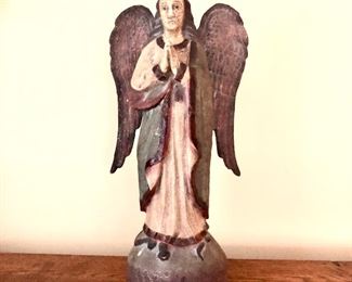 $65  - Wood angel on stand 13" H, 6.5" W, 3.5" D. 