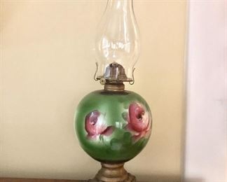 $120 - Vintage oil lamp - 18" H, 6.5" diam. 