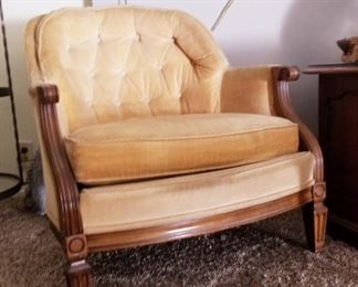 Gold velvet barrel lounging chair
(2 available)