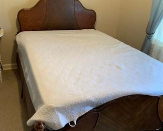 Antique Full Bed with Wooden Rails
