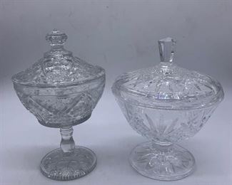 Two Glass Candy Dishes with lids