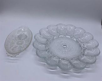 Vintage Glass Hobnail Deviled Egg Dish