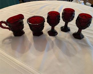 Ruby Red Cape Cod Glass Dishes