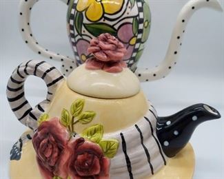 TWO COLORFUL TEAPOTS
