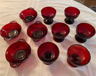Vintage Ruby Red Hocking Dish Set