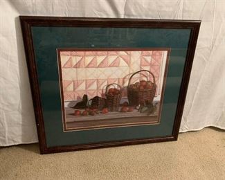 Large Strawberry and Baskets Framed Picture