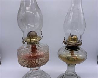 Two Antique Kerosene Lamps