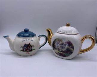 Two teapots with lids