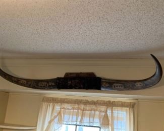 Carved water buffalo horns 