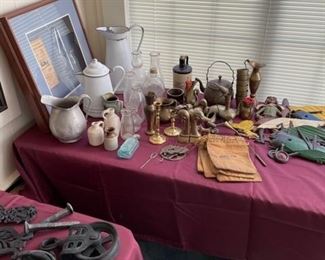 Lots of vintage brass and granitware 