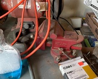 Bench grinder and vise 