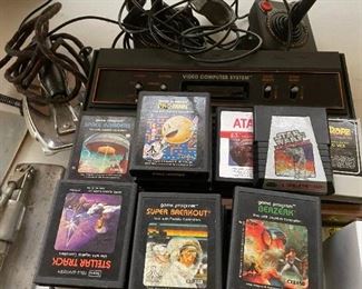 Vintage 1980 ATARI Game system with games and two Joy sticks 
