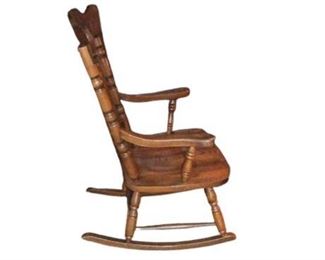 Pressed Oak and Spindle Back Rocking Chair 