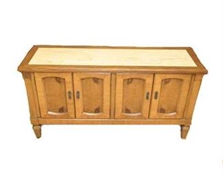 Mid Century Modern Maple Credenza With Inset Marble Top 