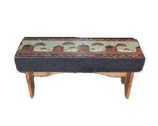 Farmhouse Folk Style Painted Hardwood Bench 