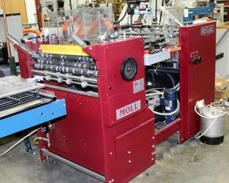 B&R Moll Pocket Folder, Model 26-46-4382, Versa-Fold, Model 26-43-4293, And Dynatec Dynamelt Gluing Machine On Cart