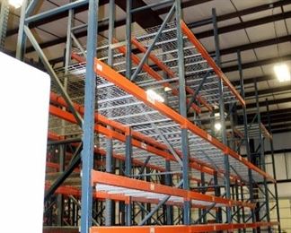 Heavy Duty Steel Pallet Racking Includes, 18' End Supports, Qty 12, 8' Cross Braces, Qty 64, And Wire Grid Shelving