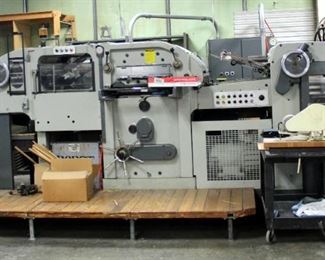 1972 Bobst SA Autoplatine SP900E Die Cutter Machine, Includes Plates, Deck, Metal Trash Cart And Accessories, Capacities - 90cm x 63cm Max, 35cm x 29.5cm Min, Approx. Measurements 7' x 15' x 6', Includes Transformer, 3 Phase