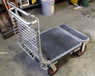 Folding 4 Wheel Heavy Duty Push Cart With Basket, 3' x 32" x 22.5",