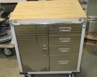 Seville Classics 4 Drawer Rolling Toolbox Workstation With Solid Wood Top