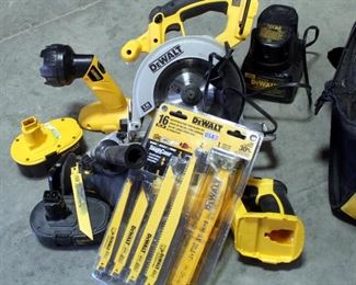 DeWalt Reciprocating Saw, Model DC385, 6.5" Circular Saw, Model DC390, Includes Reciprocating Saw Blades, Flashlight, Batteries Qty 2, And Carrying Bags