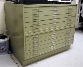 Safco 5 Drawer Steel Flat File Cabinets, Qty 2, 24" x 36"