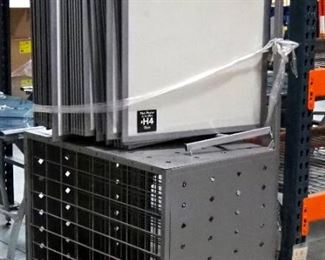 Metal Retail Poster Cabinet With Swinging Poster Display Boards And Storage, 70" x 36" x 24"