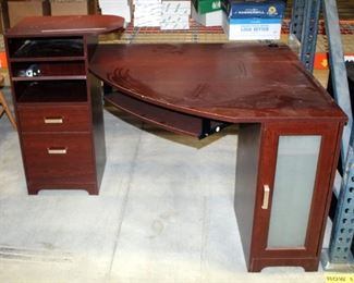 2 Drawer Corner Desk With Keyboard Tray And Cabinet, 36" x 56" x 40.5"