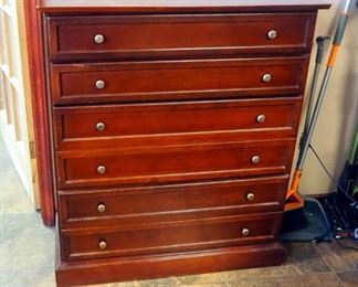 Solid Wood Six-Drawer Chest Of Drawers, 41.75" x 36" x 15.75"