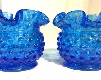 Pair Art Glass Candle Holder
