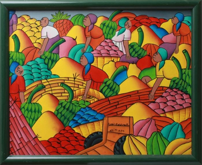 Louis Rosemond "Fruit Market" Oil on Canvas
