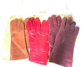 Lot 3 Luxury Leather COACH Gloves Org Box
