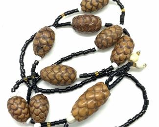 Artisanal Beaded Pinecone Necklace, Jewelry
