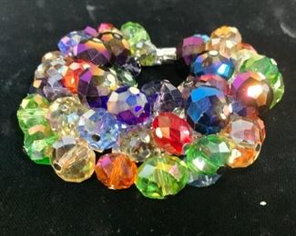 Chunky AURORA BOREALIS Crystal Bead Bracelet,
