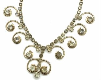 SARAH COV Rhinestone Art Nouveau Choker Necklace
