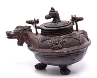 Chinese Archaic-Manner Bronze Dragon Censer
