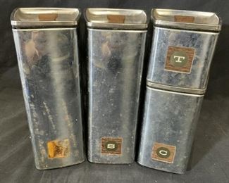 Set 4 Vintage Metal Coffee Canisters
