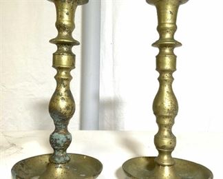 Pair Vintage Solid Brass Candlesticks
