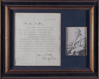 Stanley Baldwin Framed Signed Letter
