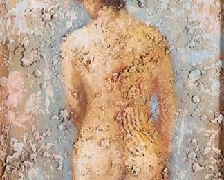 Illegibly Signed "Female Nude" Oil on Canvas
