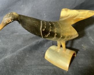 Carved Horn Bird Figural, Decorative Sculpture
