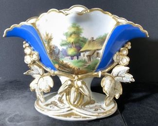 Gilt European Vintage Centerpiece Porcelain Vessel

