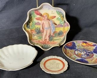 Group Lot 4 Various Painted Porcelain Dishes
