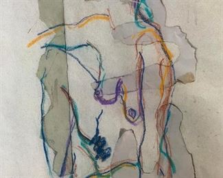 Signed Mixed Media Drawing of Female Nude 2000
