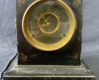 Vintage Slate & Cast Iron Mantel Clock
